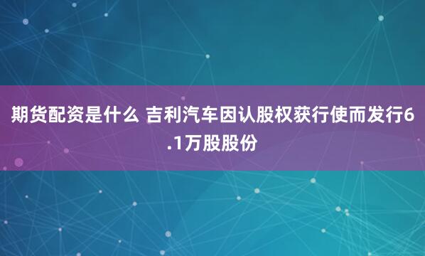 期货配资是什么 吉利汽车因认股权获行使而发行6.1万股股份